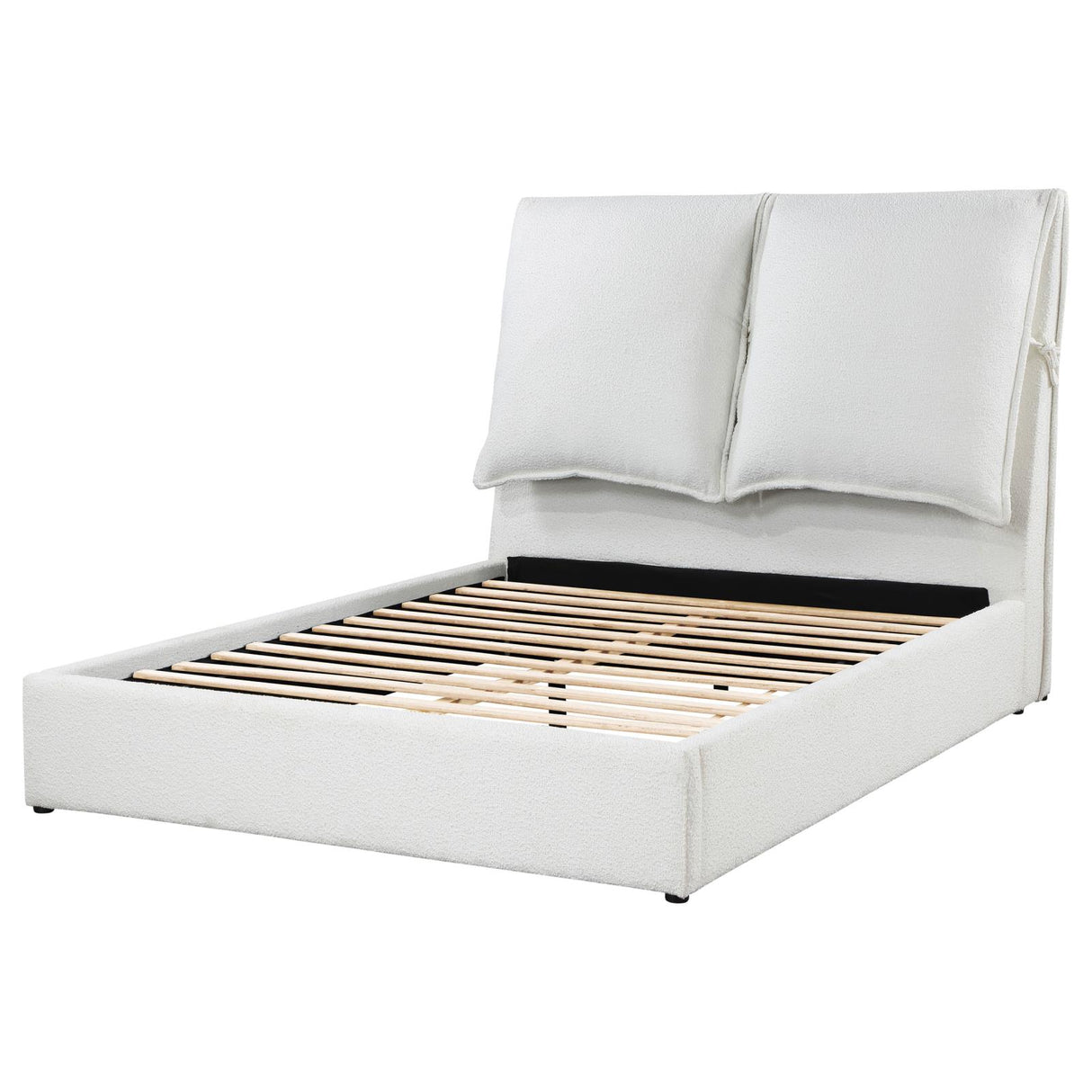 Gwendoline White Upholstered Queen Platform Bed with Pillow Headboard from Coaster - Luna Furniture