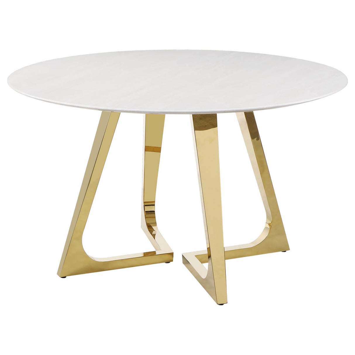 Gwynn White and Gold Stainless Steel Base Marble Top Round Dining Table from Coaster - Luna Furniture