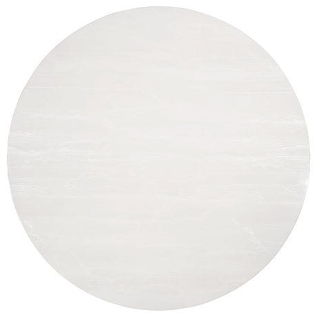 Gwynn White and Gold Stainless Steel Base Marble Top Round Dining Table from Coaster - Luna Furniture