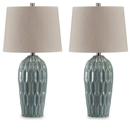 Hadbury Pale Blue/Teal Table Lamp from Ashley - Luna Furniture