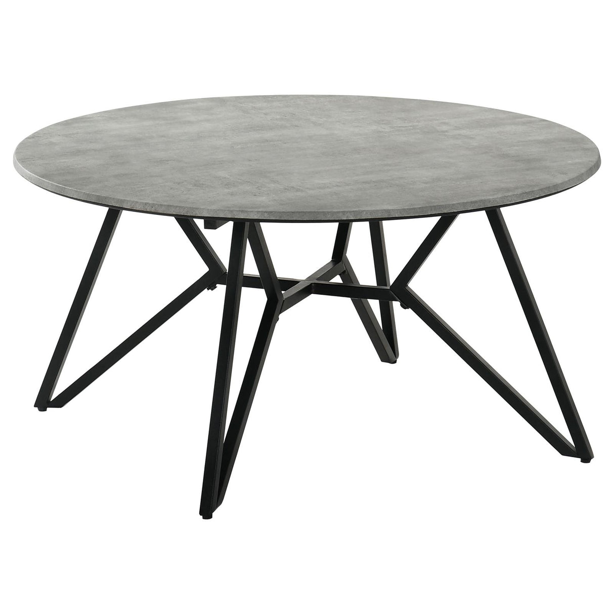 Hadi Cement and Gunmetal Round Coffee Table with Hairpin Legs from Coaster - Luna Furniture