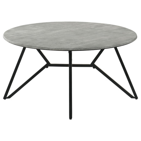 Hadi Cement and Gunmetal Round Coffee Table with Hairpin Legs from Coaster - Luna Furniture