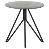Hadi Cement and Gunmetal Round End Table with Hairpin Legs from Coaster - Luna Furniture