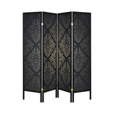Haidera Black 4-Panel Damask Pattern Folding Screen from Coaster - Luna Furniture