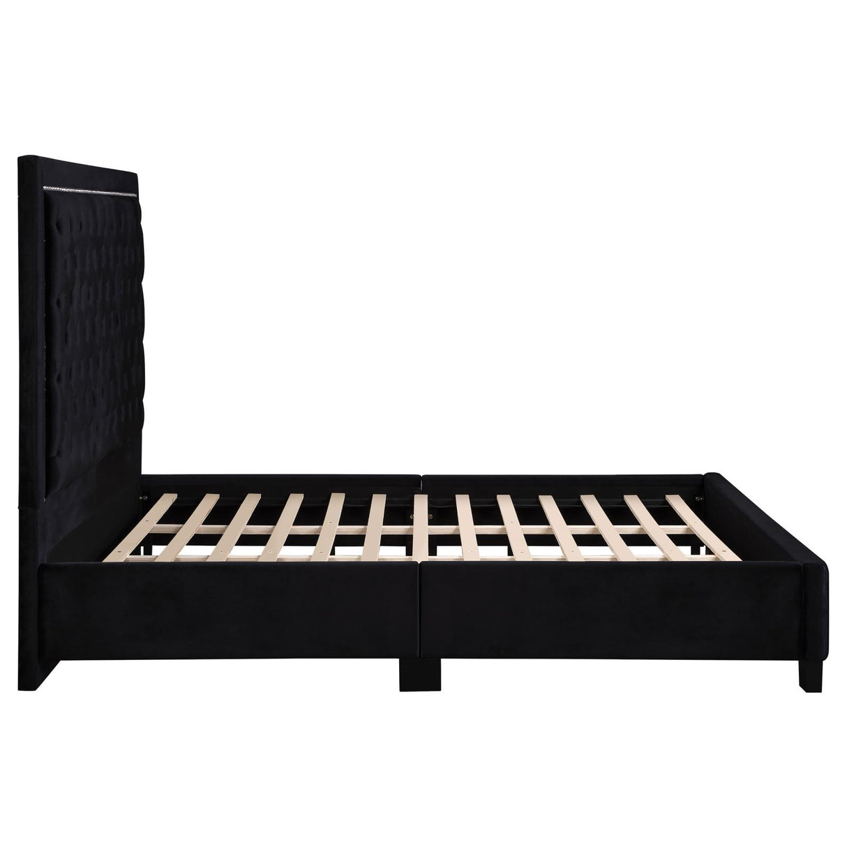 Hailey Upholstered Tufted Platform Eastern King Bed Black - 315925KE - Luna Furniture