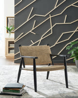 Halfmore Black/Natural Accent Chair from Ashley - Luna Furniture