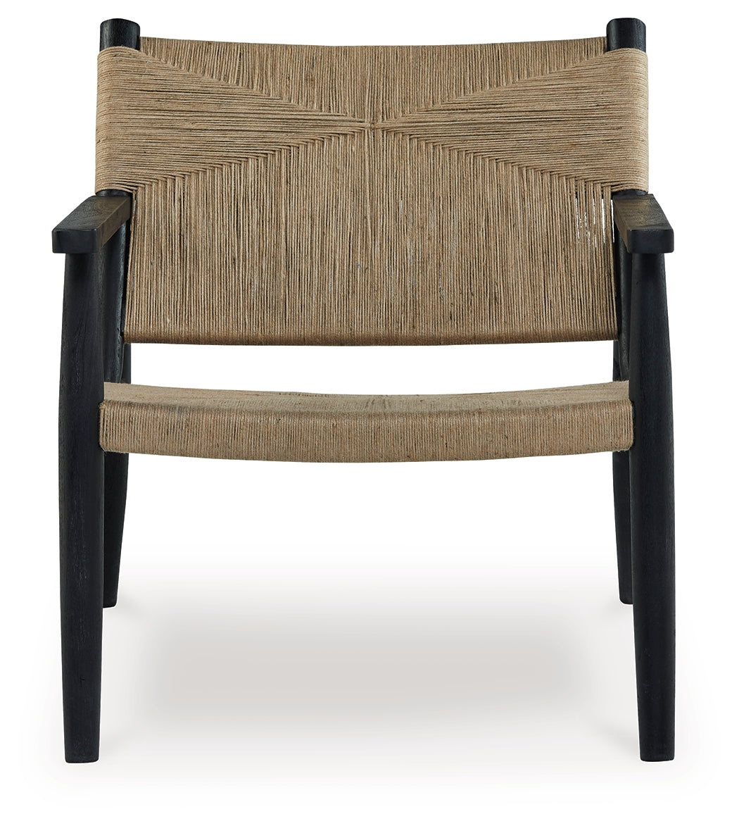 Halfmore Black/Natural Accent Chair from Ashley - Luna Furniture