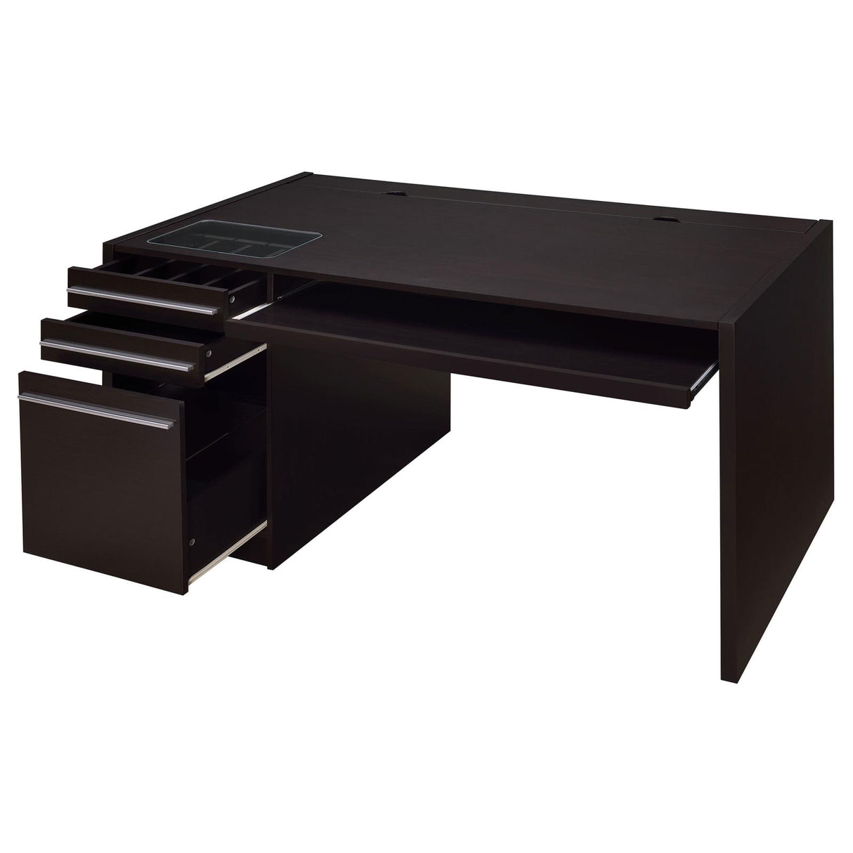 Halston 3-drawer Connect-it Office Desk Cappuccino - 800982 - Luna Furniture