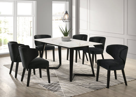 Hamilton WHITE Black Dining Table + 6 Chair Set - HAMILTON WHITE BLACK - Luna Furniture