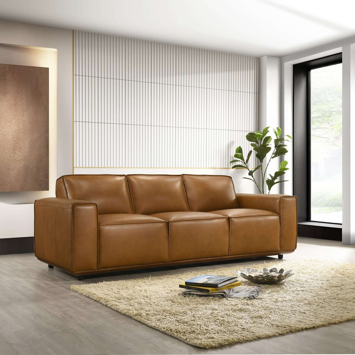 Huntington Tan Genuine Leather Sofa from Ashcroft Furniture - Luna Furniture