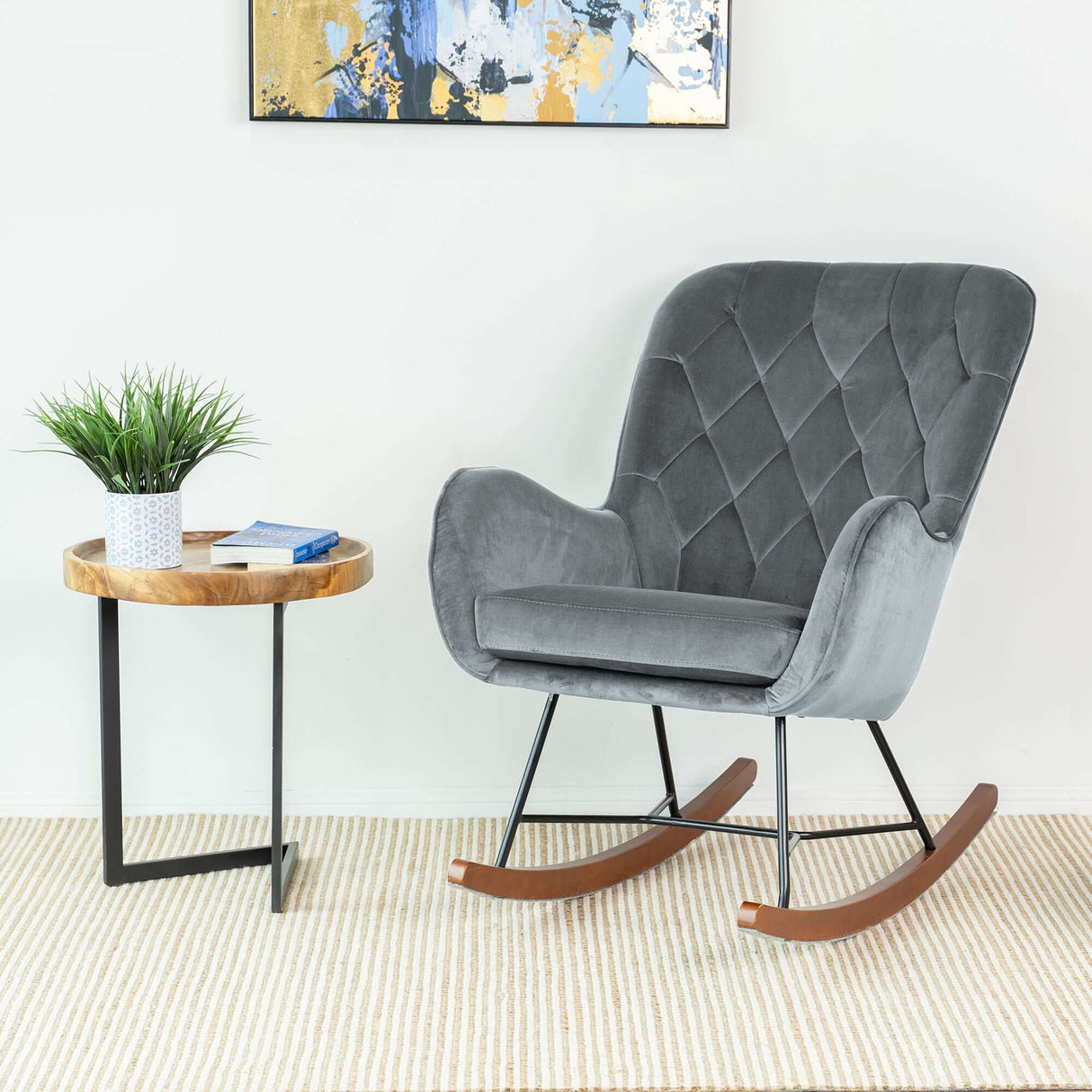 Hannah Dark Grey Rocking Chair from Midinmod - Luna Furniture