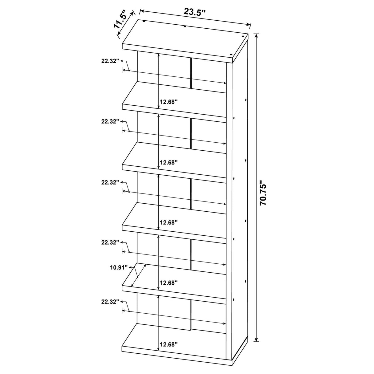 Harrison 5-tier Bookcase Weathered Grey - 800553 - Luna Furniture
