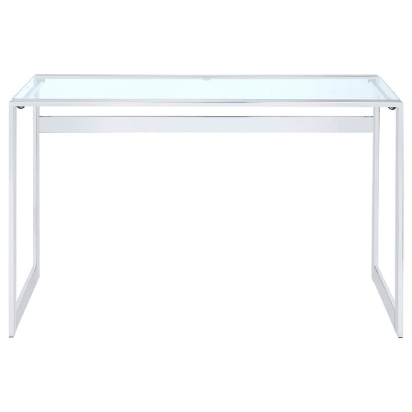 Hartford Glass Top Writing Desk Chrome - 800746 - Luna Furniture