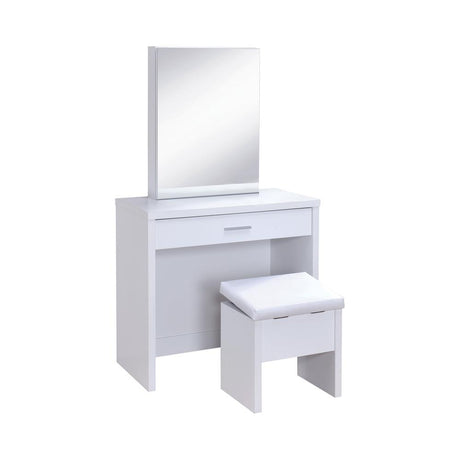 Harvey 2-piece Vanity Set with Lift-Top Stool White - 300290 - Luna Furniture