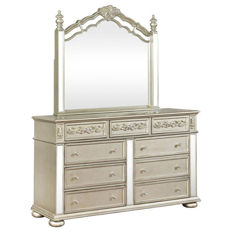 Heidi 9-drawer Dresser with Mirror Metallic Platinum - 222733M - Luna Furniture