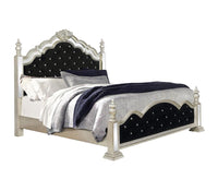 Heidi Queen Upholstered Poster Bed Metallic Platinum - 222731Q - Luna Furniture
