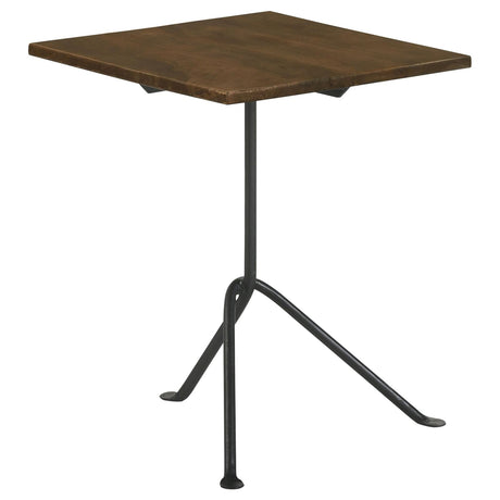 Heitor Dark Brown and Gunmetal Square Accent Table with Tripod Legs from Coaster - Luna Furniture