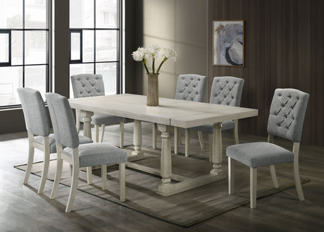 Henderson Antique White Dining Table + 6 Chair Set - Henderson Antique White - Luna Furniture