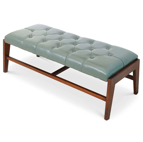 Hera Bench With Buttons (Green Leather) - AFC01995 - Luna Furniture