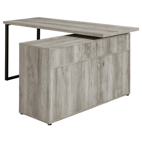 Hertford L-shape Office Desk with Storage Grey Driftwood - 804462 - Luna Furniture