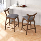 Hester Solid Wood Upholstered Square Bar Chair (Set of 2) 27.5" / Black Vegan Leather - AFC00312 - Luna Furniture