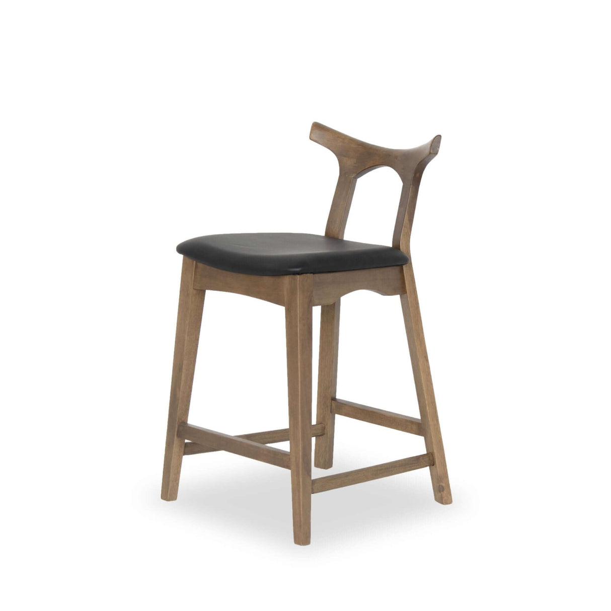 Hester Solid Wood Upholstered Square Bar Chair (Set of 2) 27.5" / Black Vegan Leather - AFC00312 - Luna Furniture