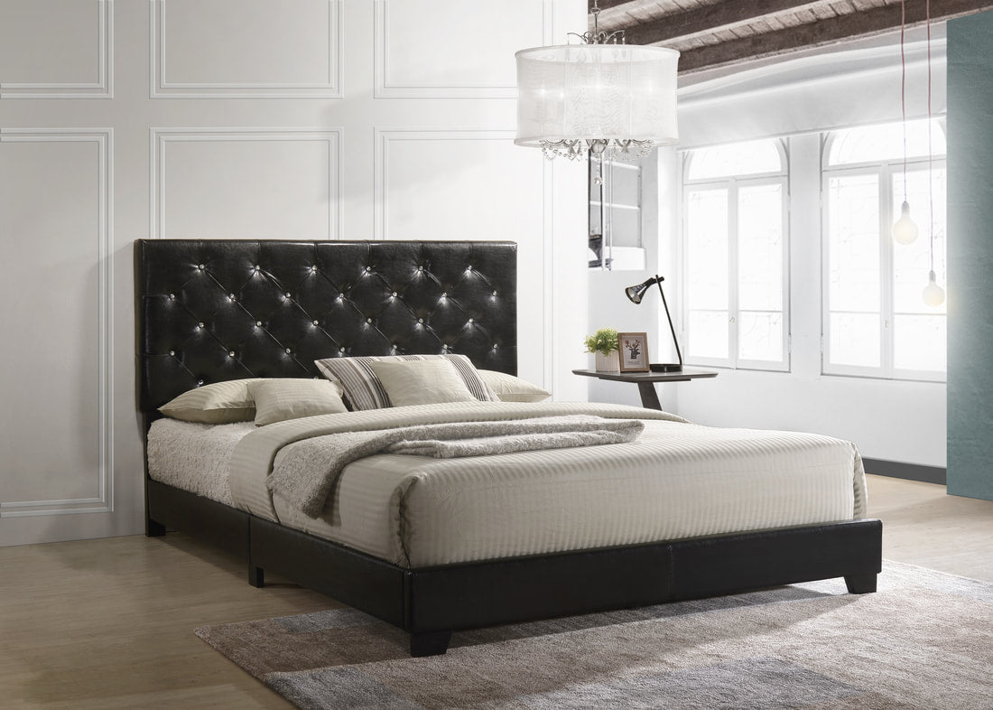Lana Black Diamond Tufted Queen Bed - Luna Furniture