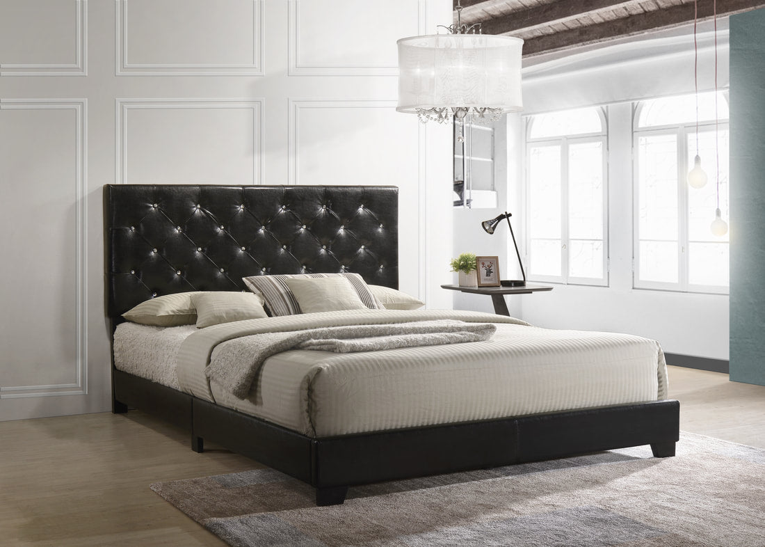 Lana Black Diamond Tufted Queen Bed from Happy Homes - Luna Furniture