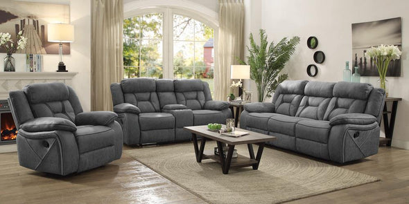 Higgins Pillow Top Arm Motion Loveseat with Console Grey - 602262 - Luna Furniture