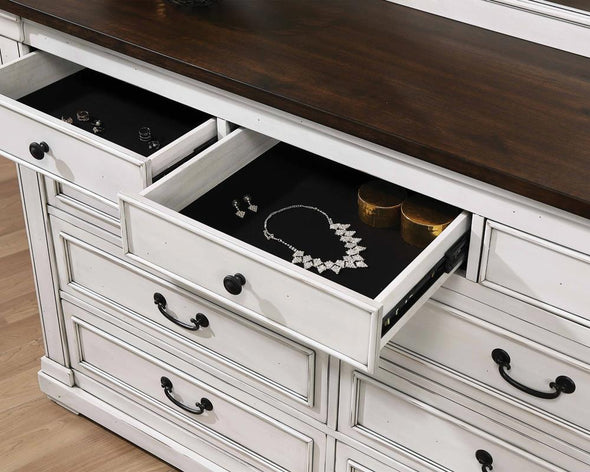 Hillcrest 9-drawer Dresser Dark Rum and White - 223353 - Luna Furniture
