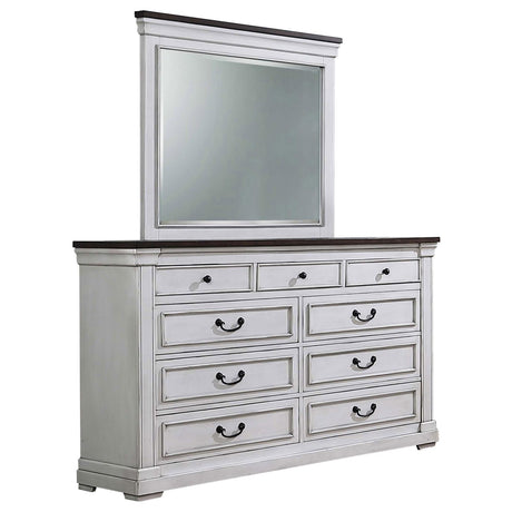 Hillcrest 9-drawer Dresser with Mirror Dark Rum and White - 223353M - Luna Furniture