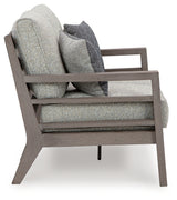 Hillside Barn Gray/Brown Outdoor Loveseat with Cushion from Ashley - Luna Furniture