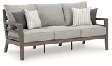 Hillside Barn Gray/Brown Outdoor Sofa with Cushion from Ashley - Luna Furniture