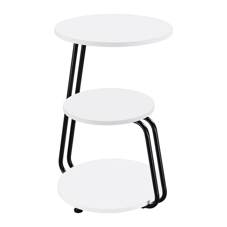 Hilly White and Black 3-Tier Round Side Table from Coaster - Luna Furniture