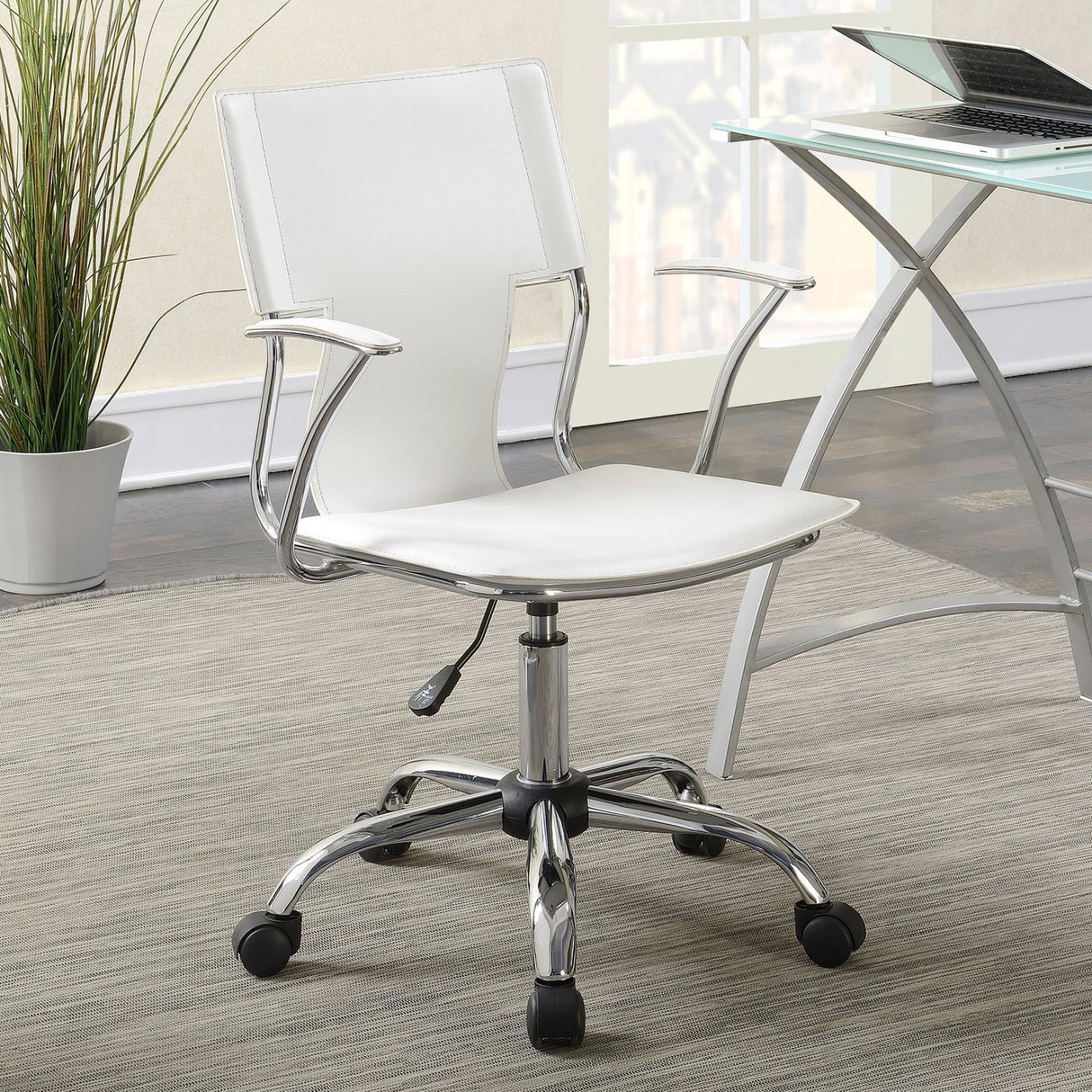 Himari White and Chrome Adjustable Height Office Chair from Coaster - Luna Furniture