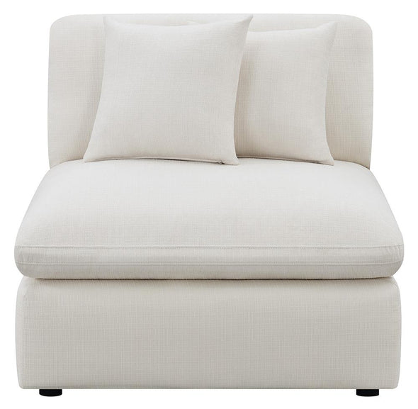 Hobson Cushion Back Armless Chair Off-White - 551451 - Luna Furniture