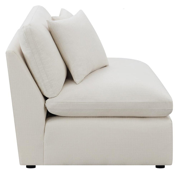 Hobson Cushion Back Armless Chair Off-White - 551451 - Luna Furniture