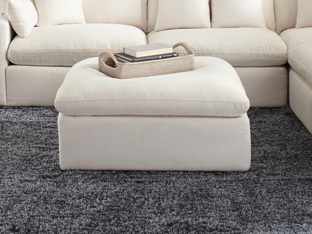 Hobson Cushion Seat Ottoman Off-White - 551453 - Luna Furniture