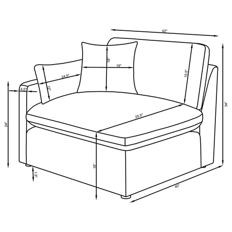 Hobson Sloped Track Arms LAF Chair Off-White from Coaster - Luna Furniture