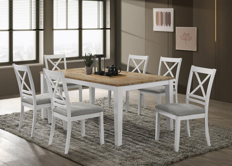Hollis 7-piece Rectangular Dining Table Set Brown and White - 122241-S7 - Luna Furniture