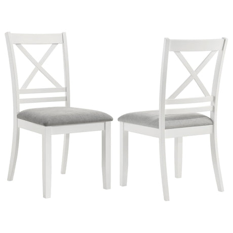 Hollis Cross Back Wood Dining Side Chair White (Set of 2) - 122242 - Luna Furniture