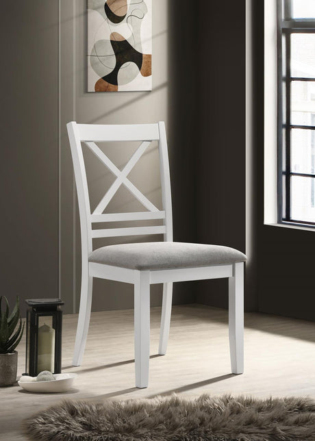 Hollis Cross Back Wood Dining Side Chair White (Set of 2) - 122242 - Luna Furniture