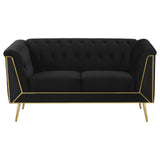 Holly 3-piece Tuxedo Arm Tufted Back Living Room Set Black - 508441-S3 - Luna Furniture