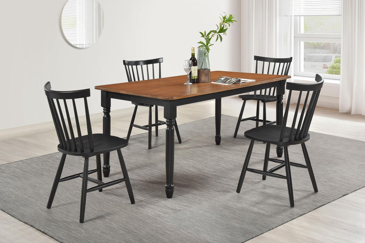Hollyoak Walnut and Black 5-Piece Rectangular Dining Set from Coaster - Luna Furniture