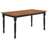 Hollyoak Walnut and Black Farmhouse Rectangular Dining Table with Turned Legs from Coaster - Luna Furniture