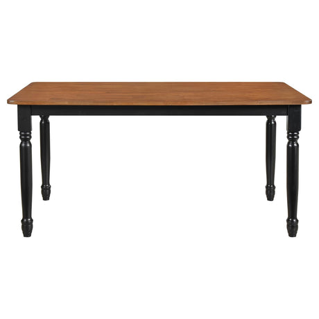 Hollyoak Walnut and Black Farmhouse Rectangular Dining Table with Turned Legs from Coaster - Luna Furniture
