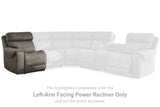 Hoopster Gunmetal Left-Arm Facing Power Recliner from Ashley - Luna Furniture