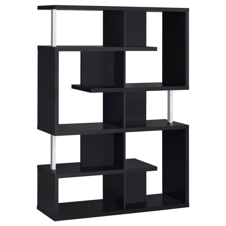 Hoover 5-tier Bookcase Black and Chrome - 800309 - Luna Furniture