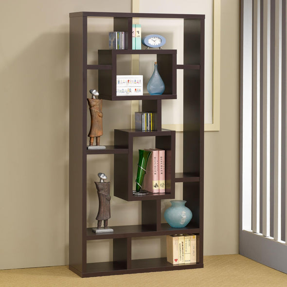Howie 10-shelf Bookcase Cappuccino - 800259 - Luna Furniture