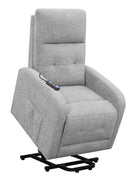 Howie Tufted Upholstered Power Lift Recliner Grey - 609402P - Luna Furniture